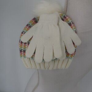 Capelli New York Girls Rainbow/White Hat and Gloves Set NWT